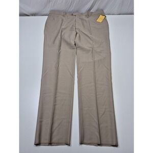 Galante Uomo Dress Pants Mens 32x36 Beige Wool Flat Front Straight Italy NWT